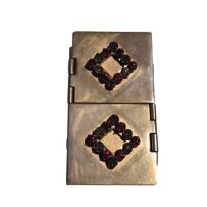 Vintage Whimsigoth Rhinestone Pill Box Velvet Lining Lipstick Case Gift